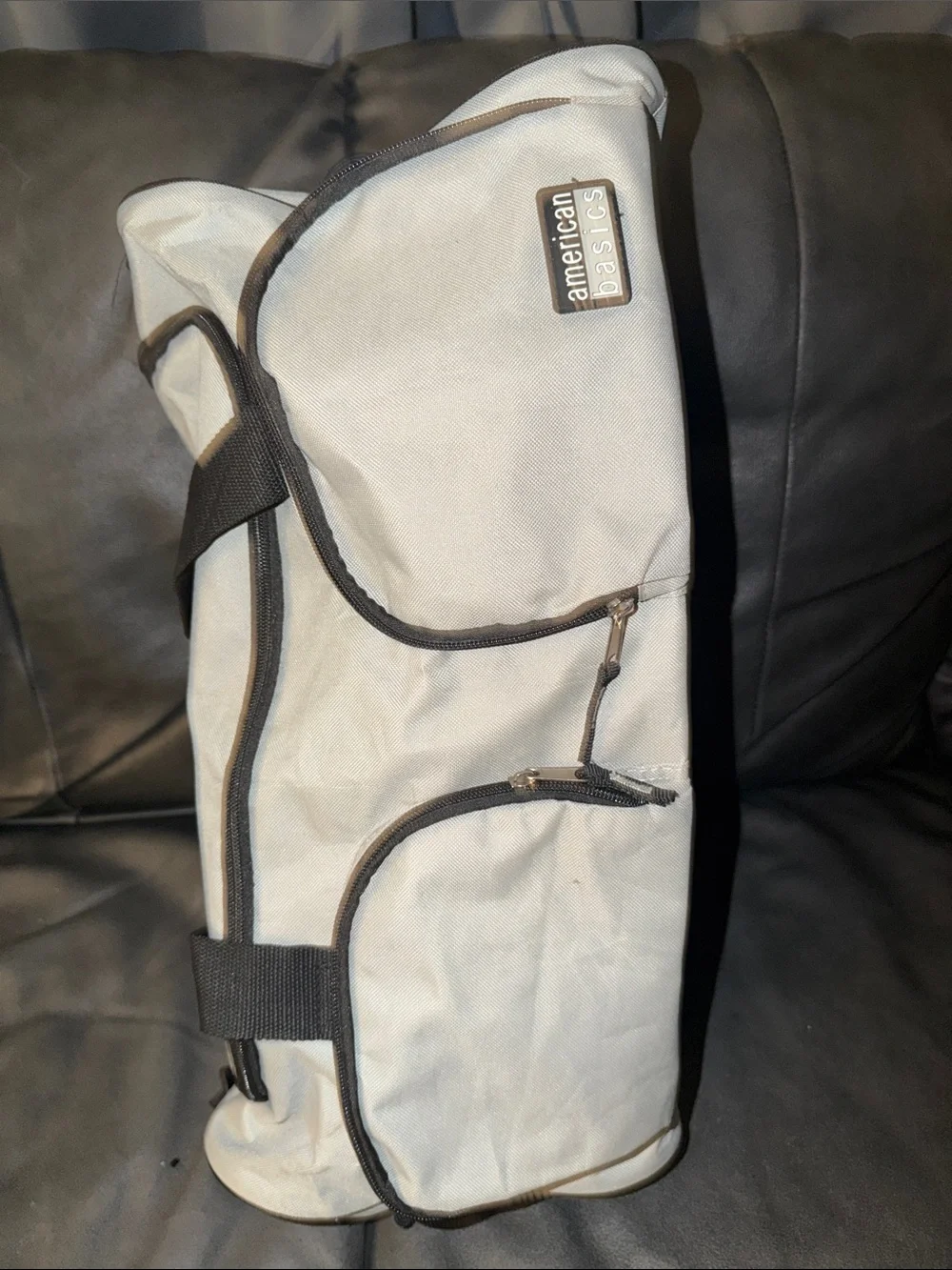 Large zipper American basics adult Light Gray Travel Duffel Bag